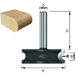 ENT EUROPEAN NORM TOOLS ENT 16990 Rundfräser Konvex HW (HM), Schaft (C) 8 Mm, Durchmesser (A) 38,1 Mm, B 6,35 Mm, R 3,18 Mm, D 32 Mm -Verkauf von Planfräsen, Nuten und Fasen 11694980 2