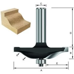 ENT EUROPEAN NORM TOOLS ENT 17190 Abplattfräser Karnisprofil HW (HM), Schaft (C) 8 Mm, Durchmesser (A) 50,8 Mm, B 12,7 Mm, R 9,52 Mm, E 19mm, D 32 Mm, Mit Kugellager -Verkauf von Planfräsen, Nuten und Fasen 11694996 2