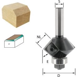 ENT EUROPEAN NORM TOOLS ENT 20293 Wendeplatten Fasefräser HW, Schaft (S) 8 Mm, Durchmesser (D) 32 Mm, NL 12 Mm, E 45°, Mit Kugellager -Verkauf von Planfräsen, Nuten und Fasen 11695088 2