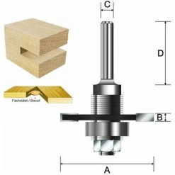 ENT EUROPEAN NORM TOOLS ENT 16460 Flachdübelfräser HW (HM), Schaft (C) 8 Mm, Durchmesser (A) 47 Mm, B 3,97 Mm, D 32 Mm, Mit 3 Kugellager -Verkauf von Planfräsen, Nuten und Fasen 11695525 2