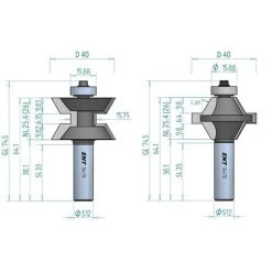 ENT EUROPEAN NORM TOOLS ENT 16478 2-tlg. Kantenverleimfräser-Set Für Stabile Leimverbindungen HW (HM), Schaft (S) 12 Mm -Verkauf von Planfräsen, Nuten und Fasen 16630043 5