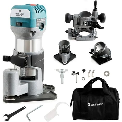 COSTWAY Oberfraese Mit 4 Verschiedenen Sockeln, Elektrische Handfraese Mit 13000-33000 U/min, Inkl. Tragetasche Fuer Den Privaten Und Gewerblichen Gebrauch, 710 W 3 COSTWAY Oberfraese Mit 4 Verschiedenen Sockeln, Elektrische Handfraese Mit 13000-33000 U/min, Inkl. Tragetasche Fuer Den Privaten Und Gewerblichen Gebrauch, 710 W