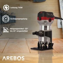 AREBOS Oberfräse Holz Fräse Fräsmaschine Hand Kanten Fräser 710 W -Verkauf von Planfräsen, Nuten und Fasen 24937853 3