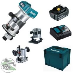 Makita Akku-Multifunktionsfräse DRT50ZJX2 18V + DC18RC + Akku 5,0 Ah BL 1850B