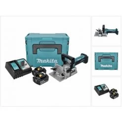 Makita DPJ 180 RGJ Akku Nutfräse 18 V 100 Mm + 2x Akku 6,0 Ah + Ladegerät + Makpac