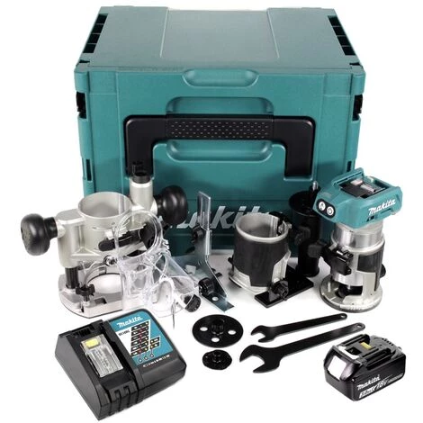 Makita DRT 50 RF1J X2 18 V Li-Ion Akku Brushless Multifunktionsfräse Im Makpac Inkl. Fräsmodule + 1x 3,0 Akku + Ladegerät 4 Makita DRT 50 RF1J X2 18 V Li-Ion Akku Brushless Multifunktionsfräse Im Makpac Inkl. Fräsmodule + 1x 3,0 Akku + Ladegerät – Bild 2
