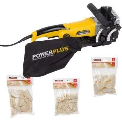 VARO Schattenfugenfräse Nutfräse Flachdübelfräse + 3 X 50 Flachdübel Größen 0, 10, 20