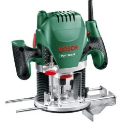 Bosch Oberfräse POF 1200 AE (1200 Watt, Spannzangen, Fräser (8 Mm), Parallelanschlag, Absaugadapter, Kopierring, Zentrierstift, Kopierhülse, 3 Schlüssel)