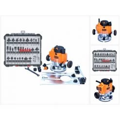 Triton JOF001 Oberfräse 1010 Watt 59 Mm Hub + Anschlag + 30 Tlg. Fräser Set
