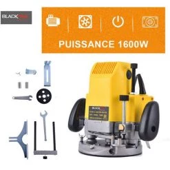 BLACKPINE – Multifunktions-Oberfräsen-Trimmer-Kit 1580 W, 10000 U/min, 6 Variable Geschwindigkeiten, Spannzange: 6 Mm, 8 Mm, 12 Mm, Mit 10 Zubehörteilen