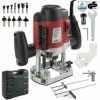 AREBOS Oberfräse Holz Fräse Fräsmaschine Hand Kanten Fräser 1200W Inkl.12 Fräser - Rot -Verkauf von Planfräsen, Nuten und Fasen 6473177 1
