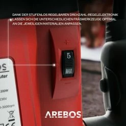 AREBOS Oberfräse Holz Fräse Fräsmaschine Hand Kanten Fräser 1200W Inkl.12 Fräser - Rot -Verkauf von Planfräsen, Nuten und Fasen 6473177 3